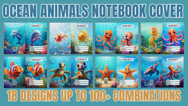 OCEAN ANIMALS NOTEBOOK COVER