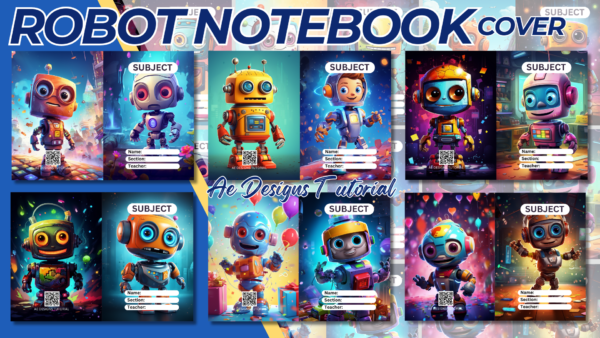 ROBOT NOTEBOOK COVER TEMPLATE 10 TO 100 DESIGNS