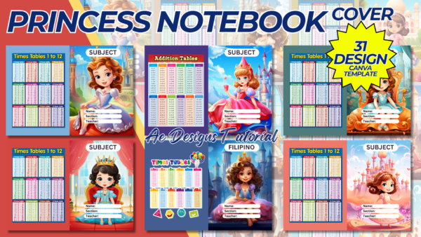 PRINCESS NOTEBOOK COVER TEMPLATE 31 DESIGNS